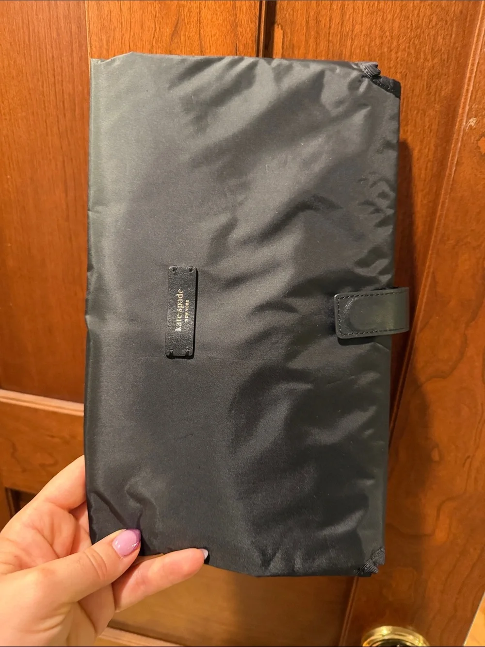 kate spade Black Quilted Nylon Tote with Side Pockets baby diaper bag NWOT
